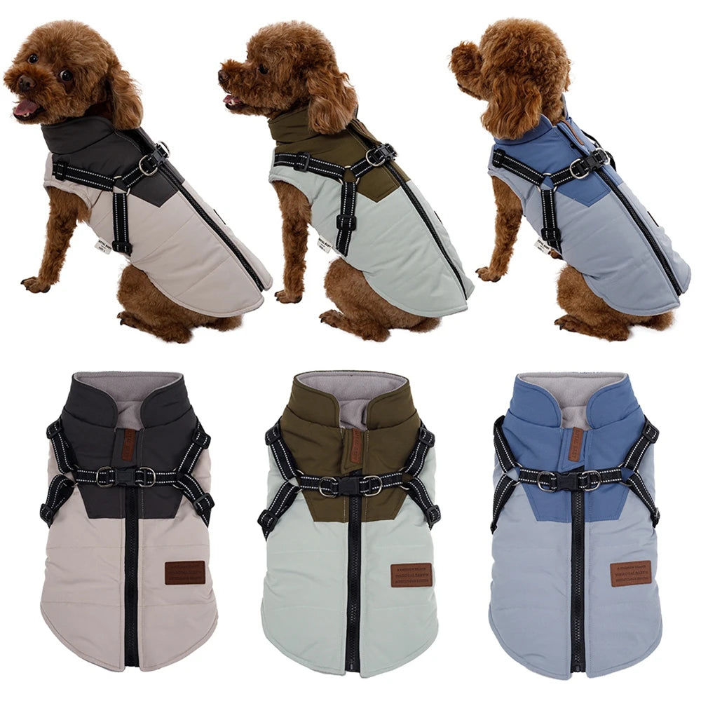 Pet Dog Jacket With Harness 
Winter Dog Clothes For Small Large Dogs 
Warm Waterproof  Coat Chihuahua