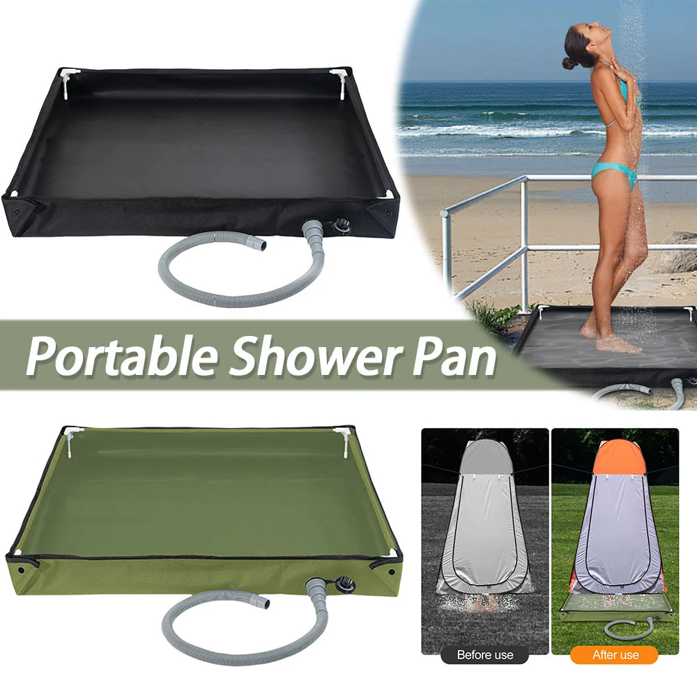 Portable Shower Pan with Drain Hose Camping , 
Outdoor Tent Shower Tray,    for RV  Camping , Beach,  Pet Bath
