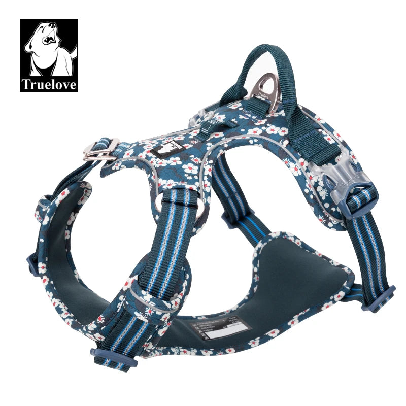 Truelove Pet Dog Harness Floral 
No Pull,      Cotton Fabric Breathable and Reflective Soft for Big ,Medium ,Small, Adjustable Vest