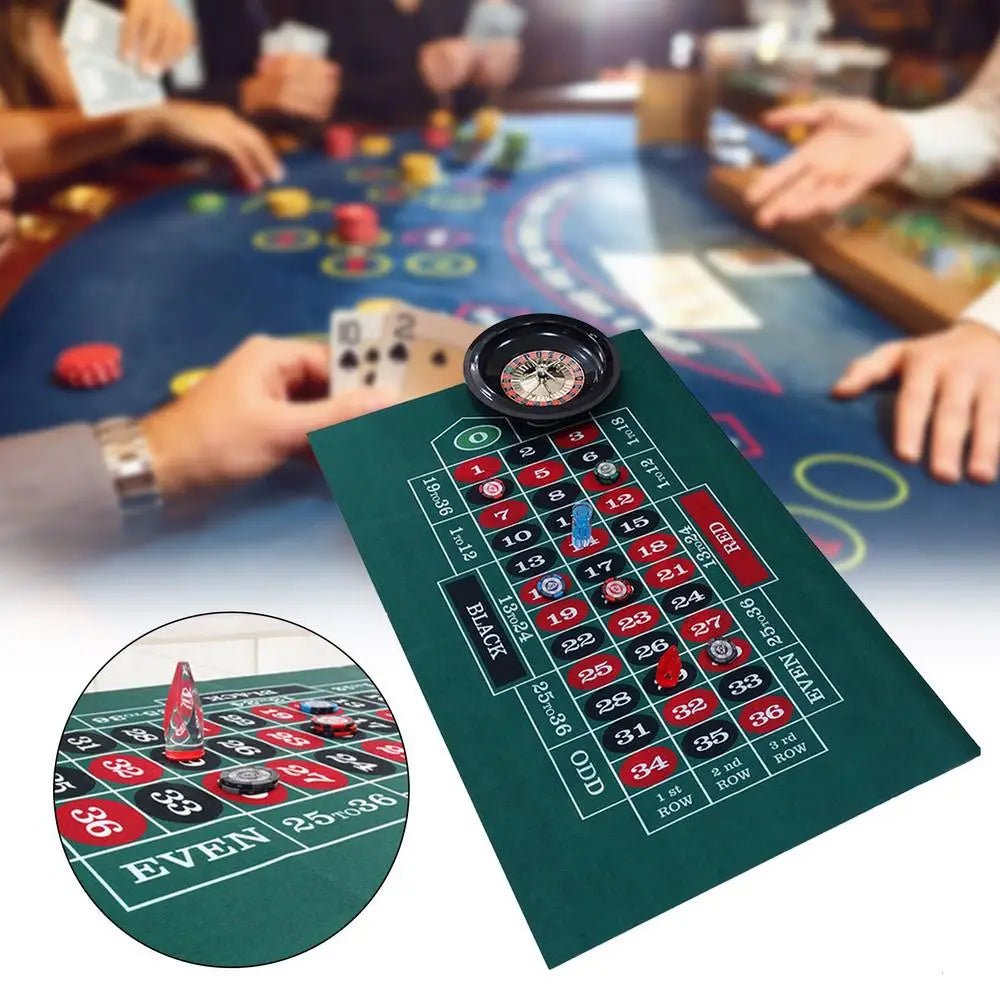 Double-sided Poker Layout Mat Blackjack and Texas Holdem Available Table Mat Craps and Roulette Table Felt Green Fabric Mat