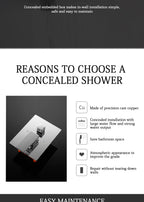 Black Concealed Shower System
Rain Waterfall Bathroom Embedded Shower Faucet Set with Tub Spout