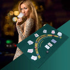 Double-sided Poker Layout Mat Blackjack and Texas Holdem Available Table Mat Craps and Roulette Table Felt Green Fabric Mat