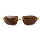 SORVINO Retro Leopard Sunglasses For Women Men 2024 New Classic Metal Gold Polygon Rimless Gradient Brand Fashion Glasses UV400