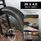 26 inch Mountain Bike, Full-Suspension 21 Speeds Drivetrain with Disc-Brake MTB Bicycle, 4" Fat tire Bike for Men or Women.