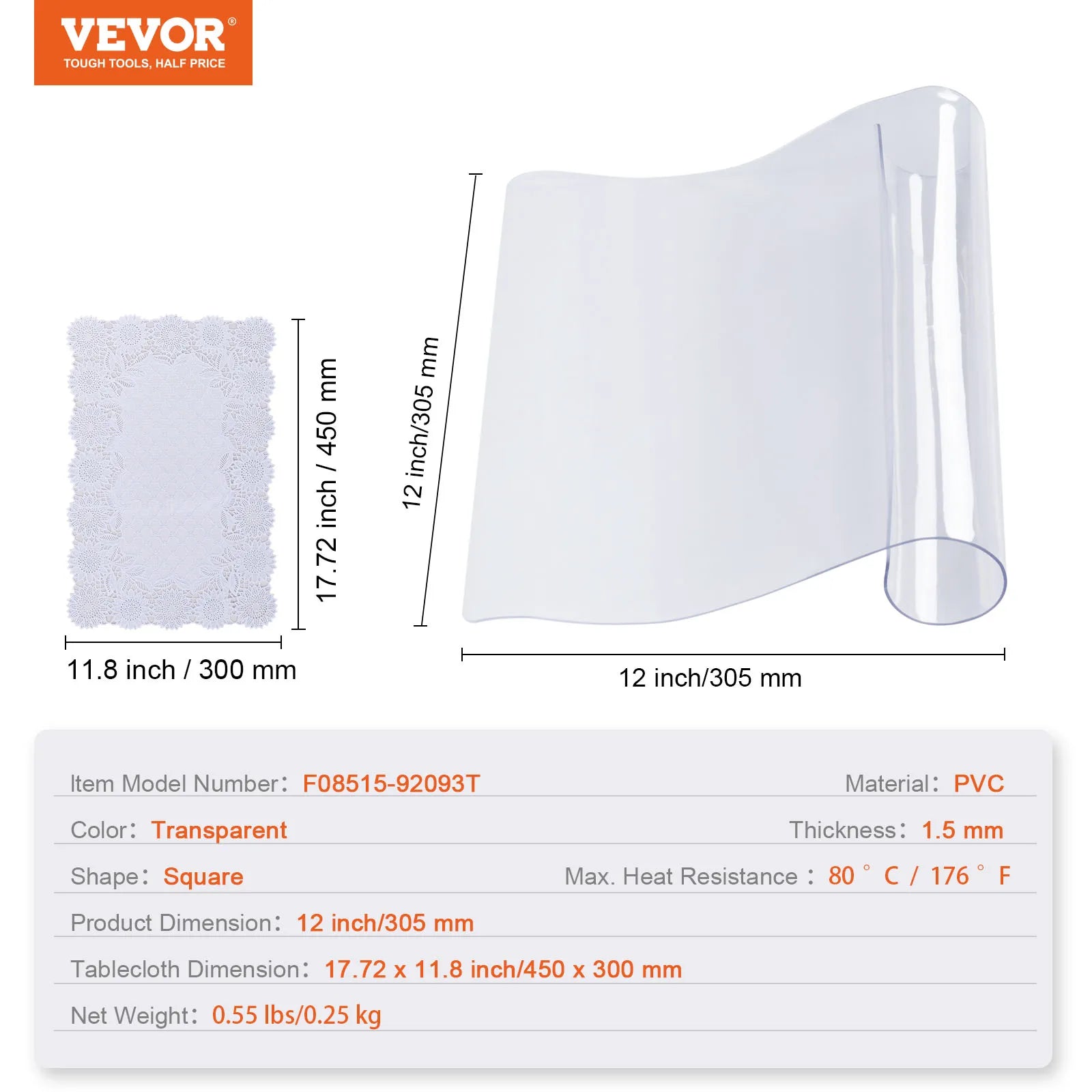 SucceBuy PVC Tablecloth Transparent Table Cloth 
1.5mm Waterproof Kitchen Oil-Proof 
Table Mat Plastic Soft Glass Protector Cover