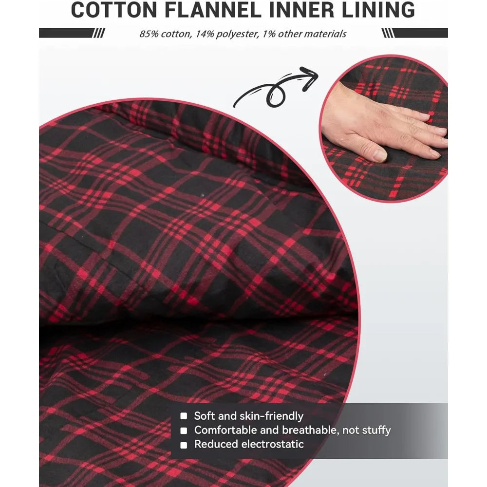 Adults Extra Wide XL Waterproof Flannel Sleeping Bag, 
Cold Weather, Portable Big & Tall Camping Gear,
