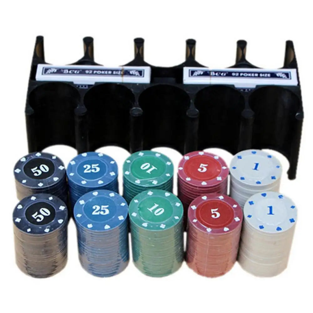 200Pcs Texas Poker Chips With Box Professional Card Games Counting Casino Poker Game Set Chip Cloth Playing Cards Gambling Games