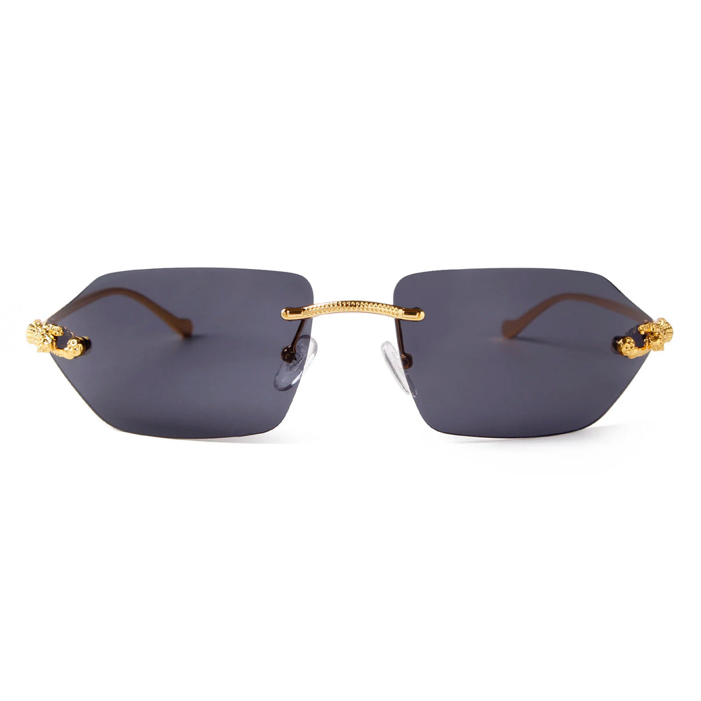 SORVINO Retro Leopard Sunglasses For Women Men 2024 New Classic Metal Gold Polygon Rimless Gradient Brand Fashion Glasses UV400