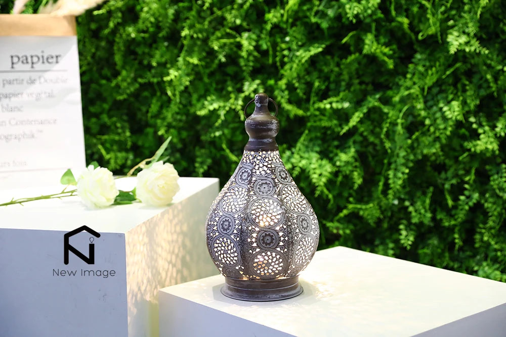 Moroccan Table Lamp Retro Battery Operated Lamps Hanging Candle Holder Bedside Lamps Night Light Living Room Bedroom Home Decor