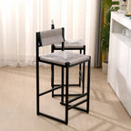 Gray Set of 2 Hand Weave Bar Stools with Back
Counter Height Bar. Paper Rope Woven for Kitchen Home & Office