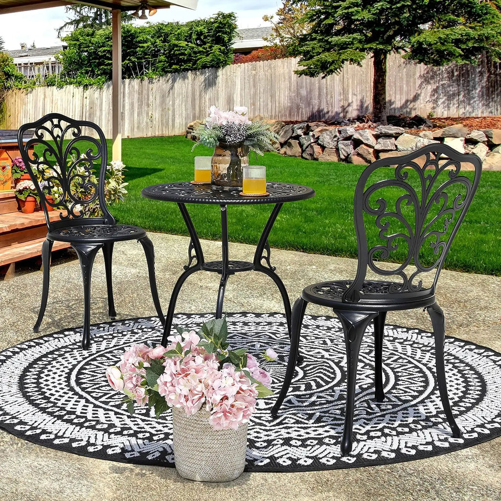 3 Piece Outdoor Bistro Table Set,
All Weather Cast Aluminum 
Patio Bistro Chairs Set of 2