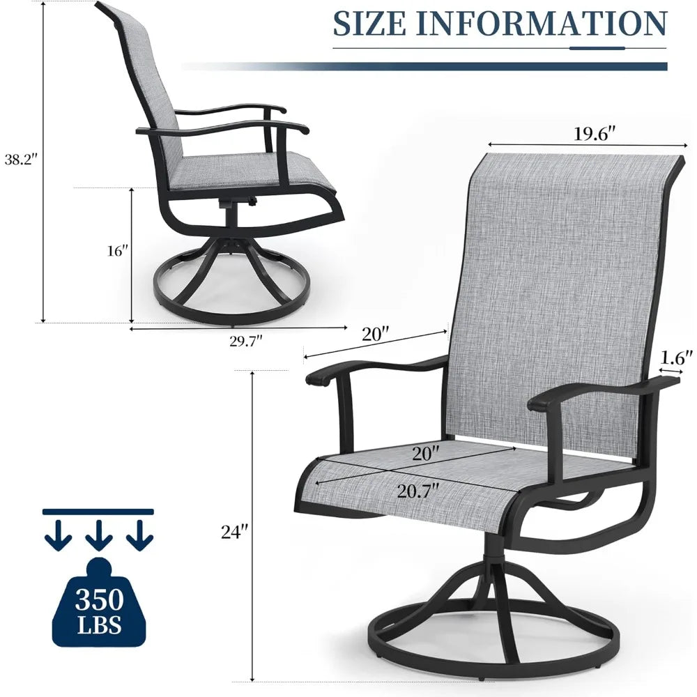 Terrace Swivel Chair, 4-piece Set, 
Outdoor/Indoor  Rocking Chairs, 
All-weather Textile High Back and Metal Frame