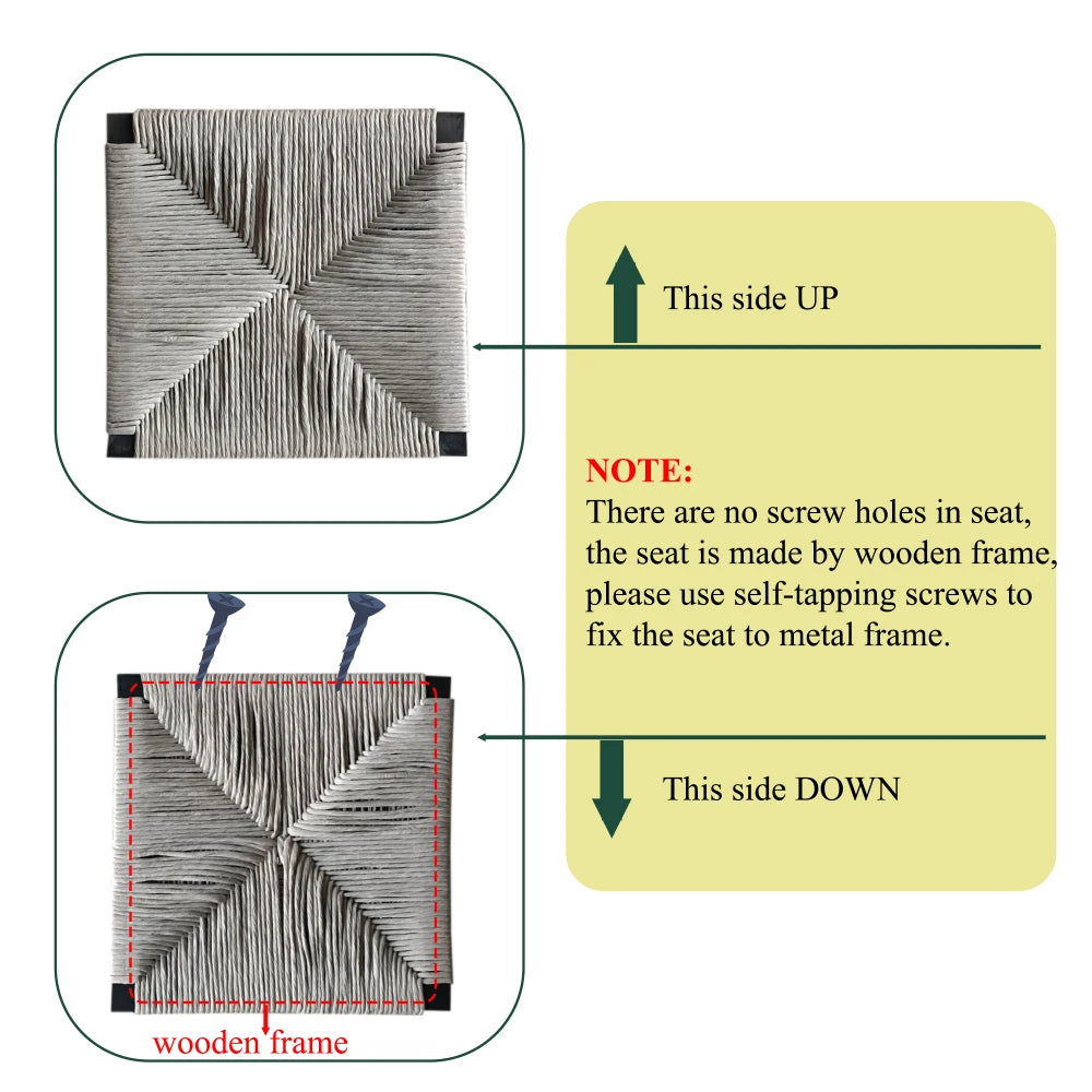 Gray Set of 2 Hand Weave Bar Stools with Back
Counter Height Bar. Paper Rope Woven for Kitchen Home & Office