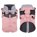 Waterproof Winter Dog Coat With Warm Fleece Lining Adjustable Buckle And Double D-Ring Harness For Small Medium And Large Dogs
