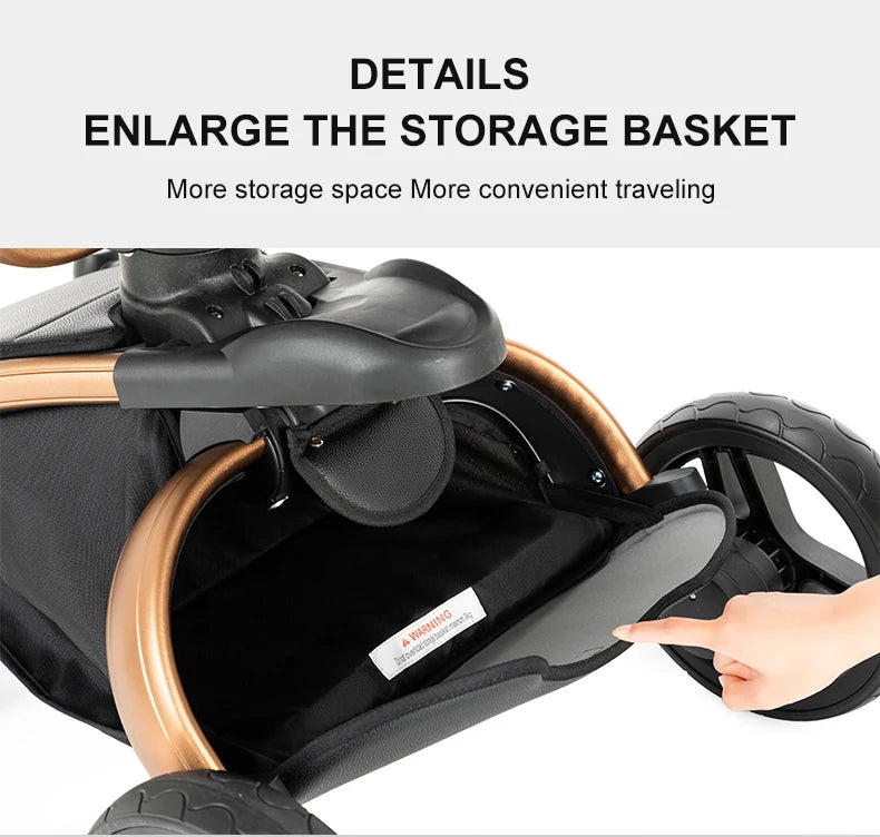 PU Leather Baby Stroller 2 in 1 Travel System 
High Landscape Portable Baby Pram
Newborns Aluminum Frame Baby Carriage