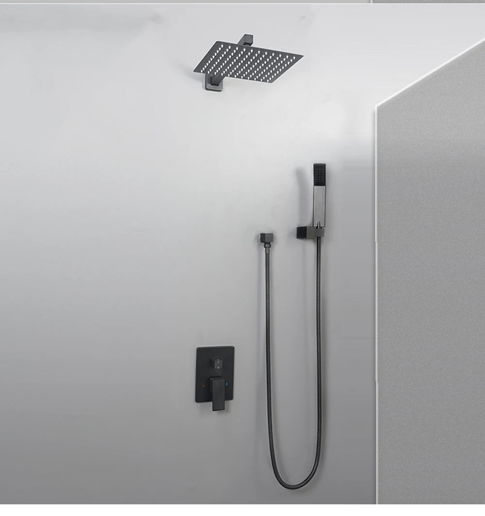 Black Concealed Shower System
Rain Waterfall Bathroom Embedded Shower Faucet Set with Tub Spout