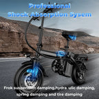 LELEKUAI 500W Adult Electric Bike, 20 MPH, 
48V 10.4Ah Removable Battery, 
14 Inch        Folding , Multi-Shock Absorption