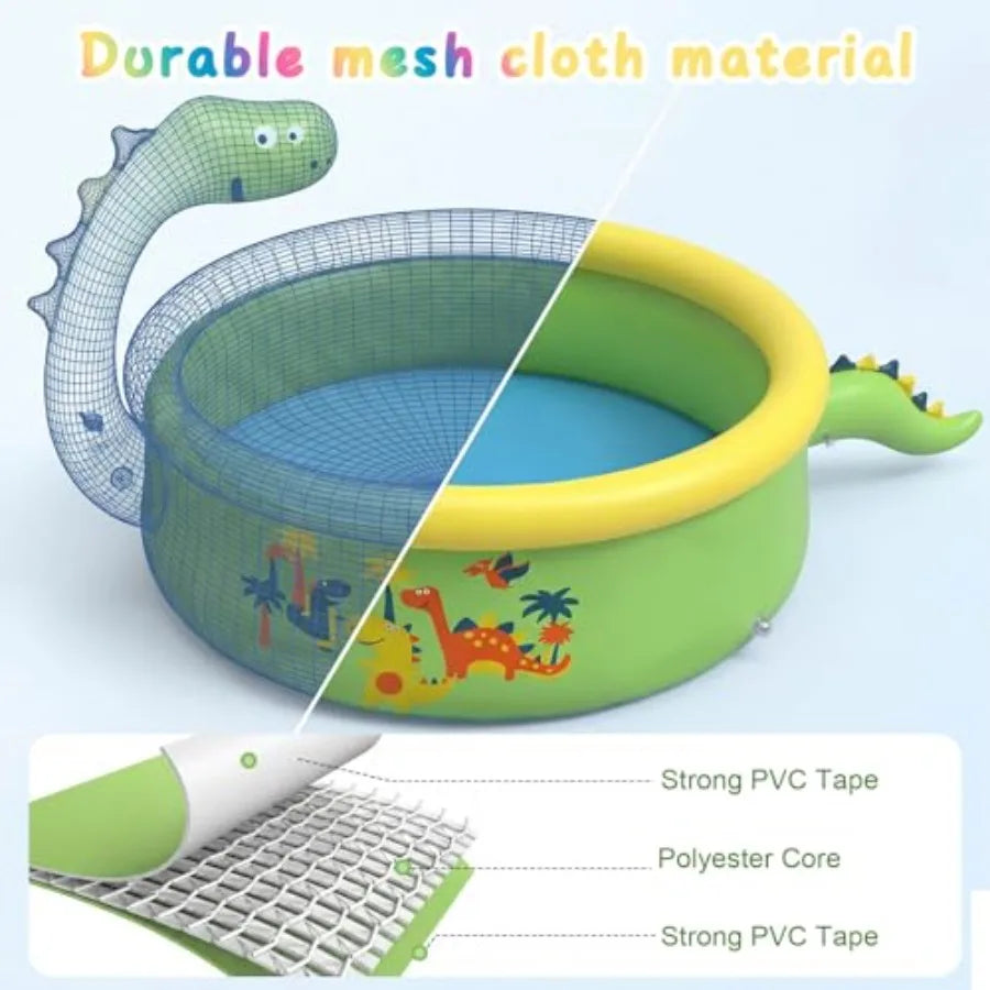 Dinosaur Inflatable Kiddie Pool Splash Pads for Toddlers with Sprinkler 
Outdoor Blow Up Mat Baby Dinosaur Play Swimming Pool