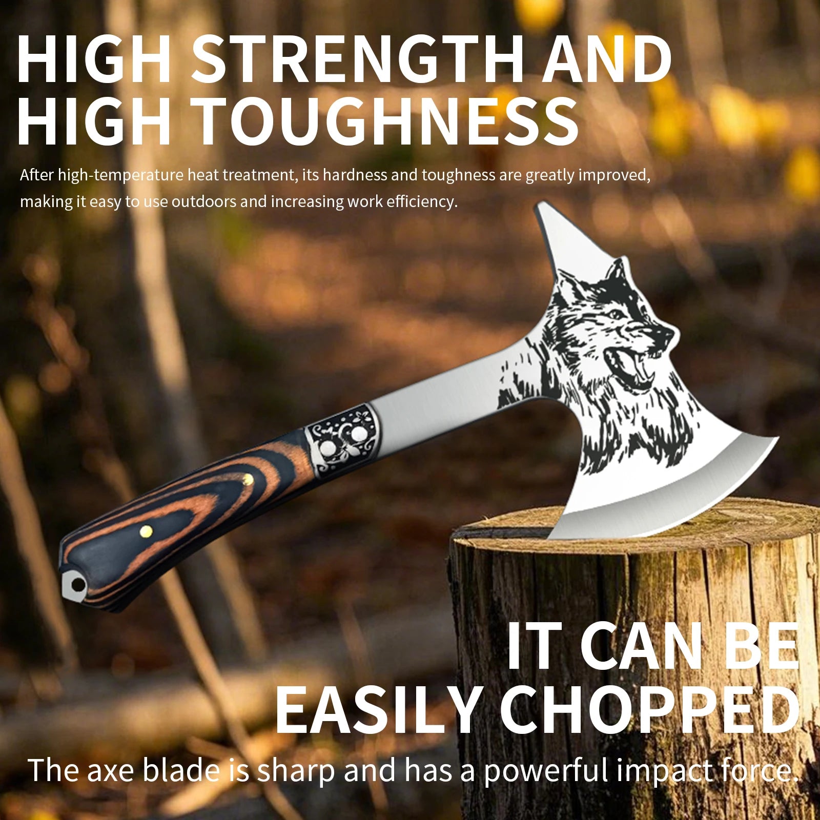 High Hardness Stainless Steel Survival Axe .  
Multi-function Outdoor Camping Tactical Wolf-head Axe.
Hunting Tools , Portable Tomahawk