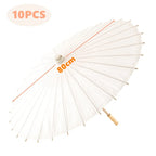 White Paper Parasol for Wedding Photo Cosplay Prop DIY Umbrella for Bridal Baby Shower Party 60cm 80cm 10/15/20/30/50/100Pcs