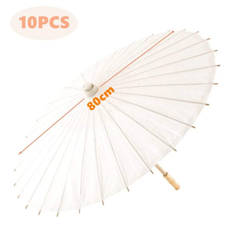 White Paper Parasol for Wedding Photo Cosplay Prop DIY Umbrella for Bridal Baby Shower Party 60cm 80cm 10/15/20/30/50/100Pcs