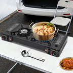 2 Burners-- Portable Camping Stove,     2.5KW Auto Ignition
Butane/LPG Gas  w/Baking Tray+Carrying Case for RV Outdoor Picnic BBQ