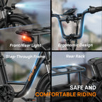 URLIFE 1000W E20 Electric Bike | 48V 13Ah Removable Battery, 
20MPH, 20''X3" Fat Tire, 7-Speed
 with Dual Disc Brake