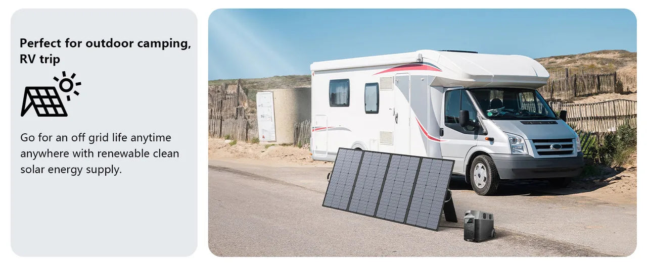 MHPOWOS 400W Portable Solar Panel, 
Lightweight Foldable Solar Panels with an Adjustable Kickstand, 
IP67 Waterproof Solar Charger
