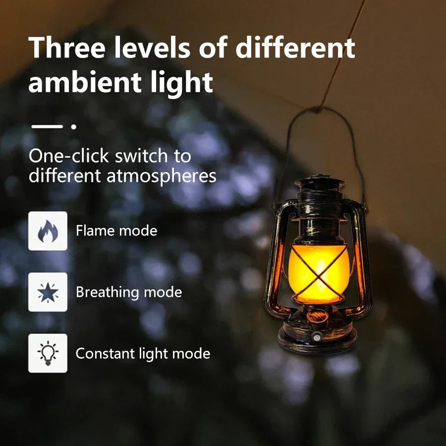 Retro LED Horse Lantern Lamp 
Rechargeable Hanging Portable Tent Light 
3 Lighting Mode For Outdoor Desk Bar Resturant Decor Light