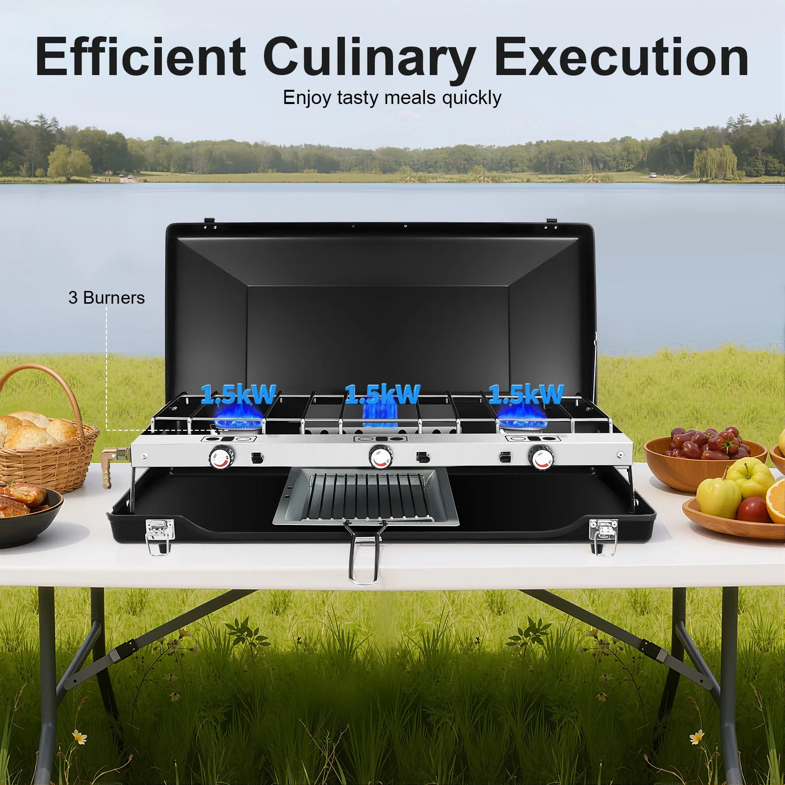 Portable Camping Stove 3-Burner   Propane