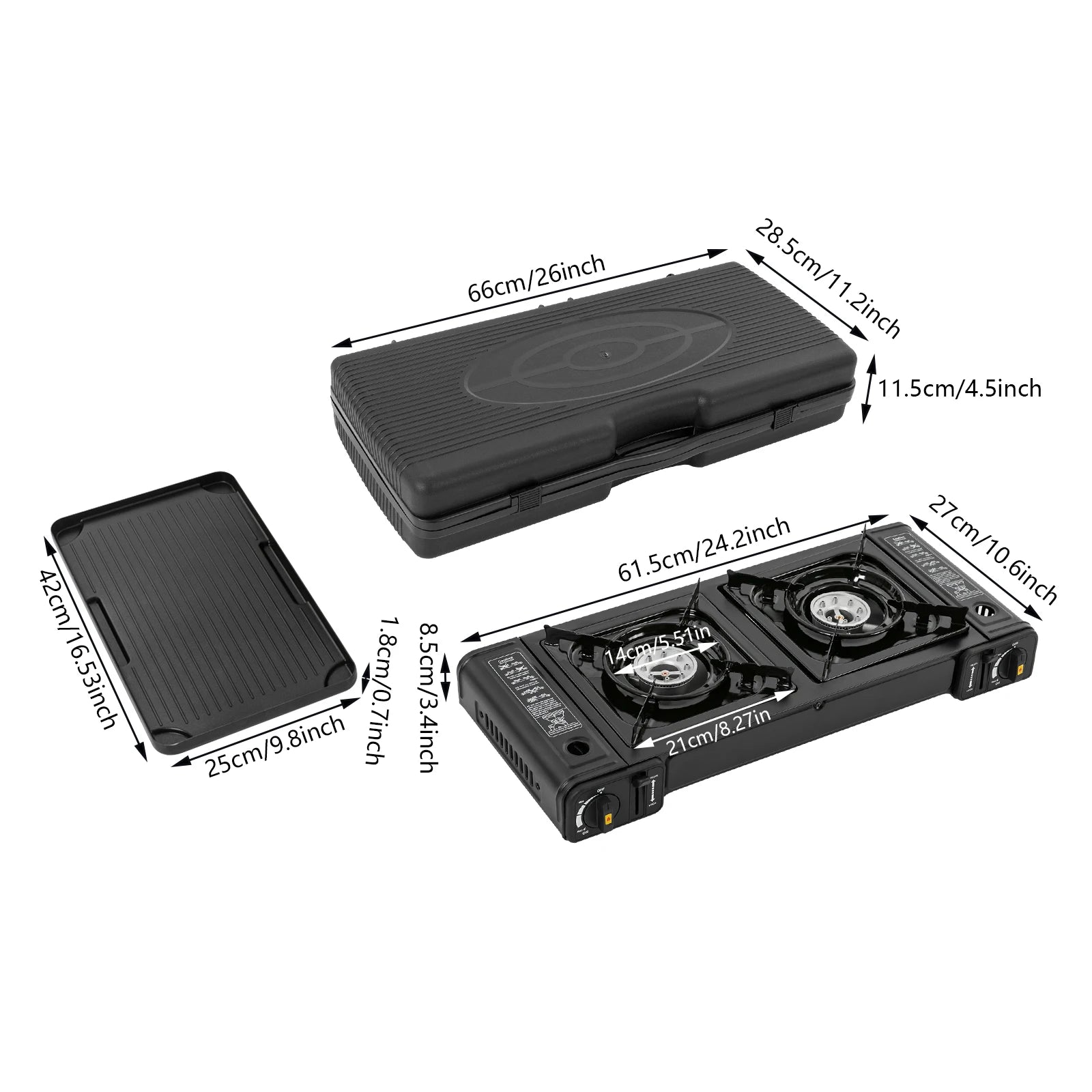 Butane Gas Camping Stove 
Dual Burner Portable Outdoor Grill for Picnic Hiking Trekkin
