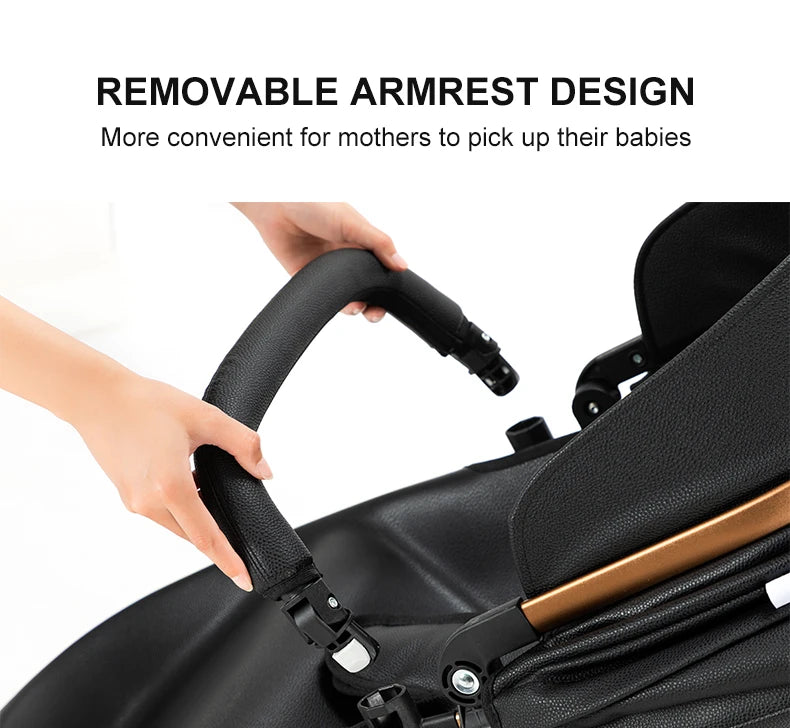 PU Leather Baby Stroller 2 in 1 Travel System 
High Landscape Portable Baby Pram
Newborns Aluminum Frame Baby Carriage