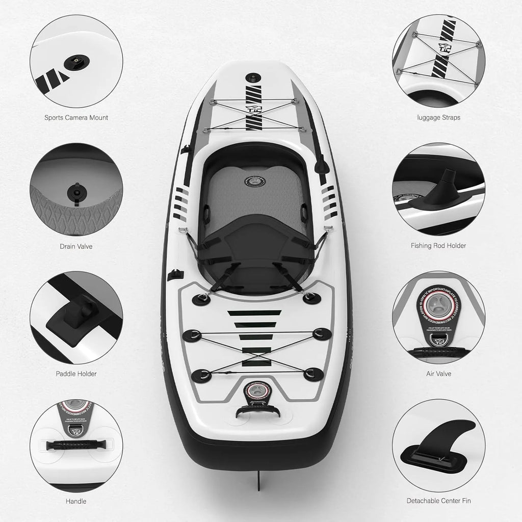 10.2'x35''x8'' Inflatable Kayak with Detachable Seat, SUP-
 Set Includes Hand Pump/Aluminum Oar/Backpack, Boat for Adults
