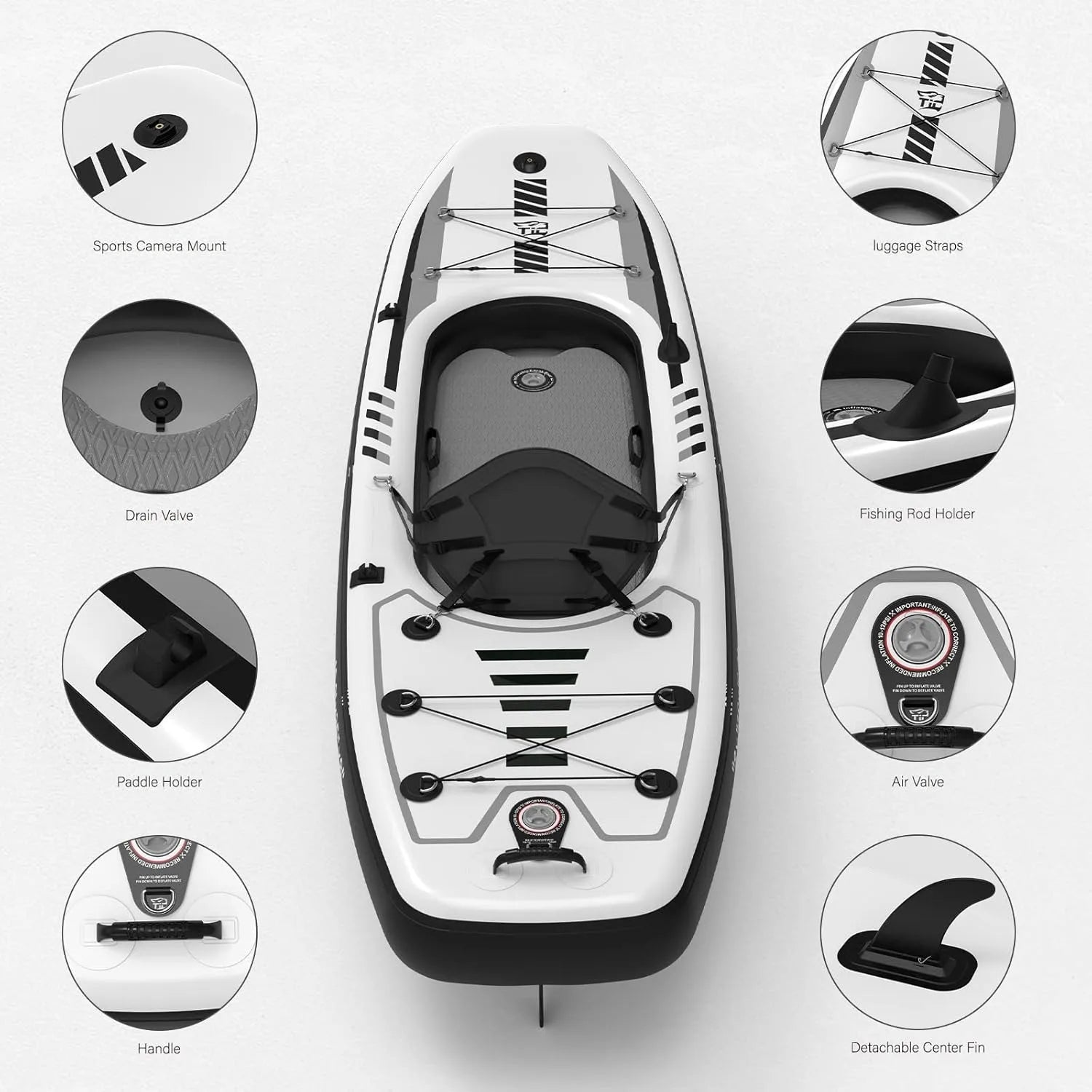 10.2'x35''x8'' Inflatable Kayak with Detachable Seat, SUP-
 Set Includes Hand Pump/Aluminum Oar/Backpack, Boat for Adults