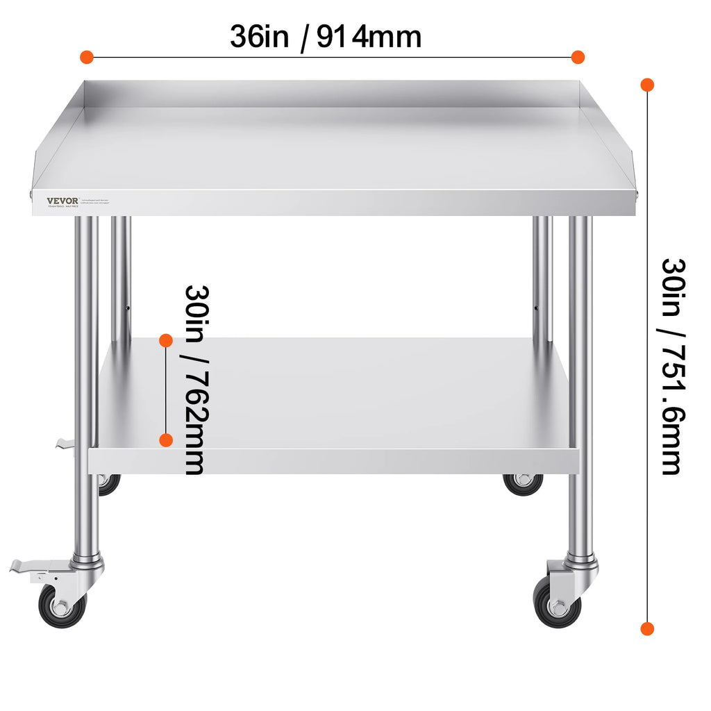 SucceBuy Stainless Steel Work Table Commercial Food Prep  
with 4 Wheels 
Heavy Duty for Restaurant Home