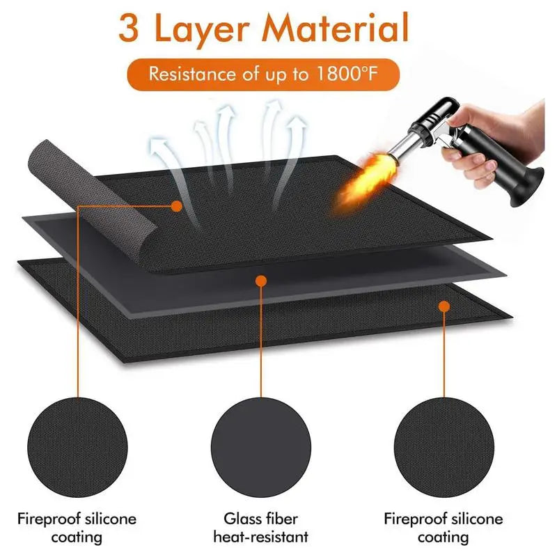 Under Grill Mats For Outdoor Grill Floor Protector Mat Fire Retardant Mat Oil-Proof Heat-Resistant Waterproof Design Good