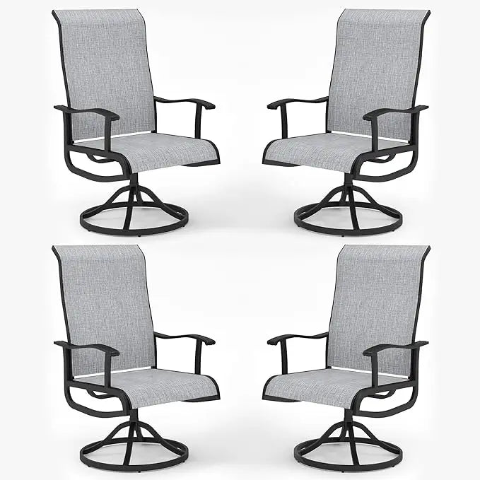 Terrace Swivel Chair, 4-piece Set, 
Outdoor/Indoor  Rocking Chairs, 
All-weather Textile High Back and Metal Frame