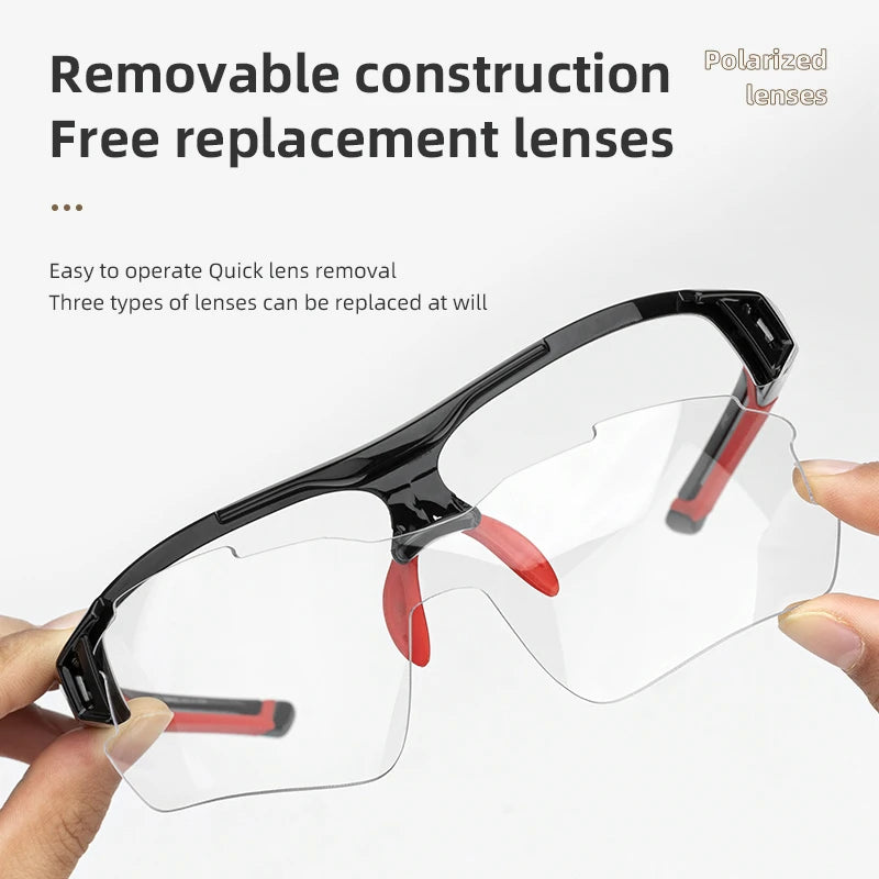 ROCKBROS 3 Lens Bicycle Glasses Adjustable Polarized Bicycle Sunglasses Eyewear Men Women Sports MTB Road Cycling Glasses