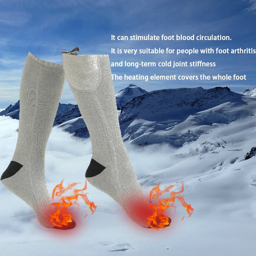 1Pair Winter Heated Socks Anti Slip 
Battery Powered 
Cold-Proof  Heating Warm Long Socks For Outdoor Skiing Hiking