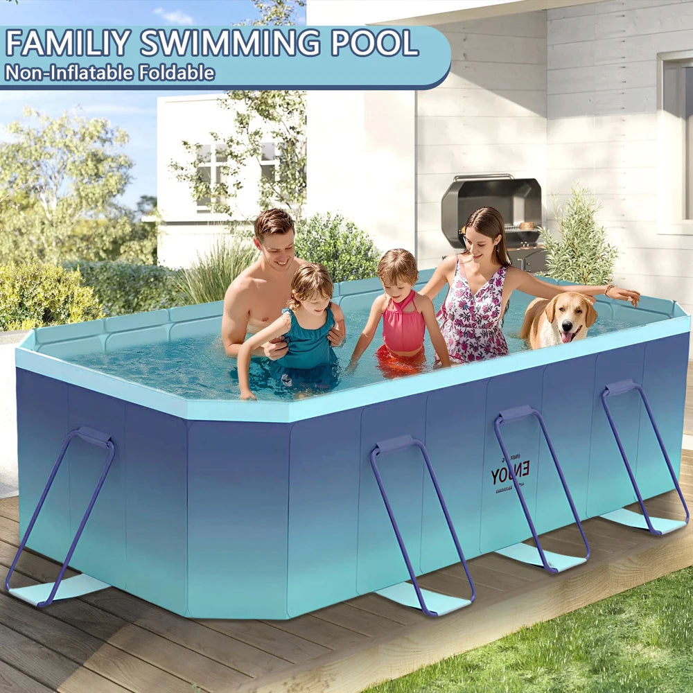 2.6m-3m Foldable Non-Inflatable Kids and Adults Outdoor Swimming Pool 
Summer Water Party Large Family Pool