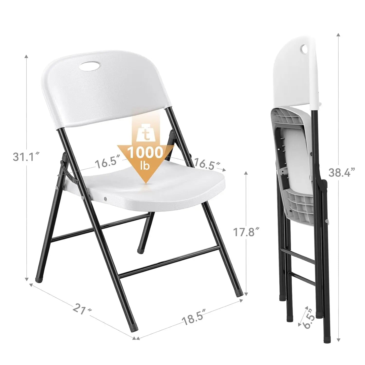 350 Weight Limit,  Heavy Duty, " Plastic " Folding Chair 
with Reinfoced Steel Frame for Indoor and Outdoor,