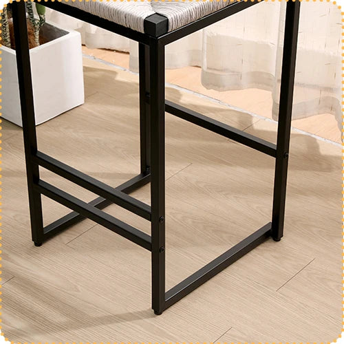 Gray Set of 2 Hand Weave Bar Stools with Back
Counter Height Bar. Paper Rope Woven for Kitchen Home & Office