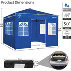 10x10 Heavy-Duty Blue Outdoor Event Tent with 4 Sides, 
One-Push Setup, 
and Roller Bag , for Parties & Weddings & Special Events Fairs, Road Side Shade
