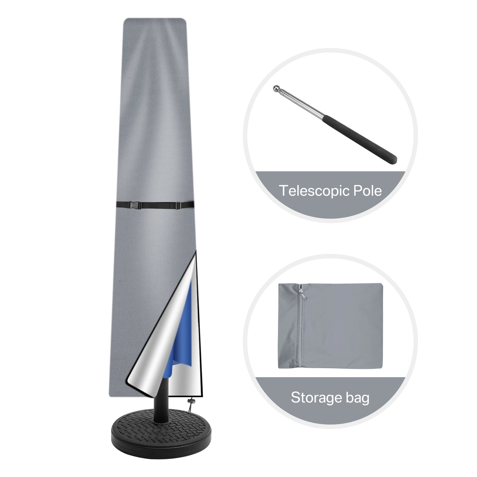 Parasol Cover Waterproof 210D Garden Umbrella Cover with Zip Fit for Outdoor Garden Parasol Multipurpose Rain Umbrella Covers
