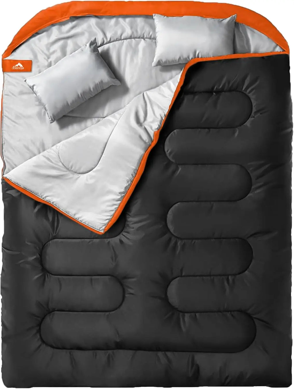 Double Sleeping Bag for Adults Mens with Pillow, 
XL Queen Size Two Person Sleeping Bag for All Season Camping Hiking Backpacking