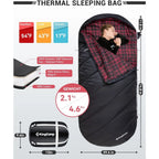 Adults Extra Wide XL Waterproof Flannel Sleeping Bag, 
Cold Weather, Portable Big & Tall Camping Gear,