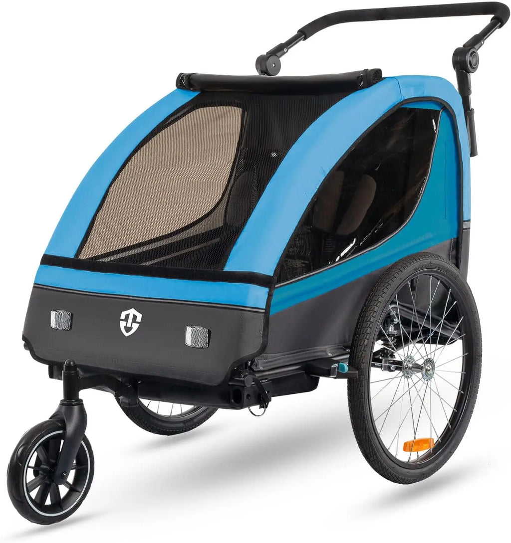 Suspension Bike Trailer & Stroller 2 in 1 Double Seat 
for Toddlers, Kids, Child Bicycle Carrier Jogger