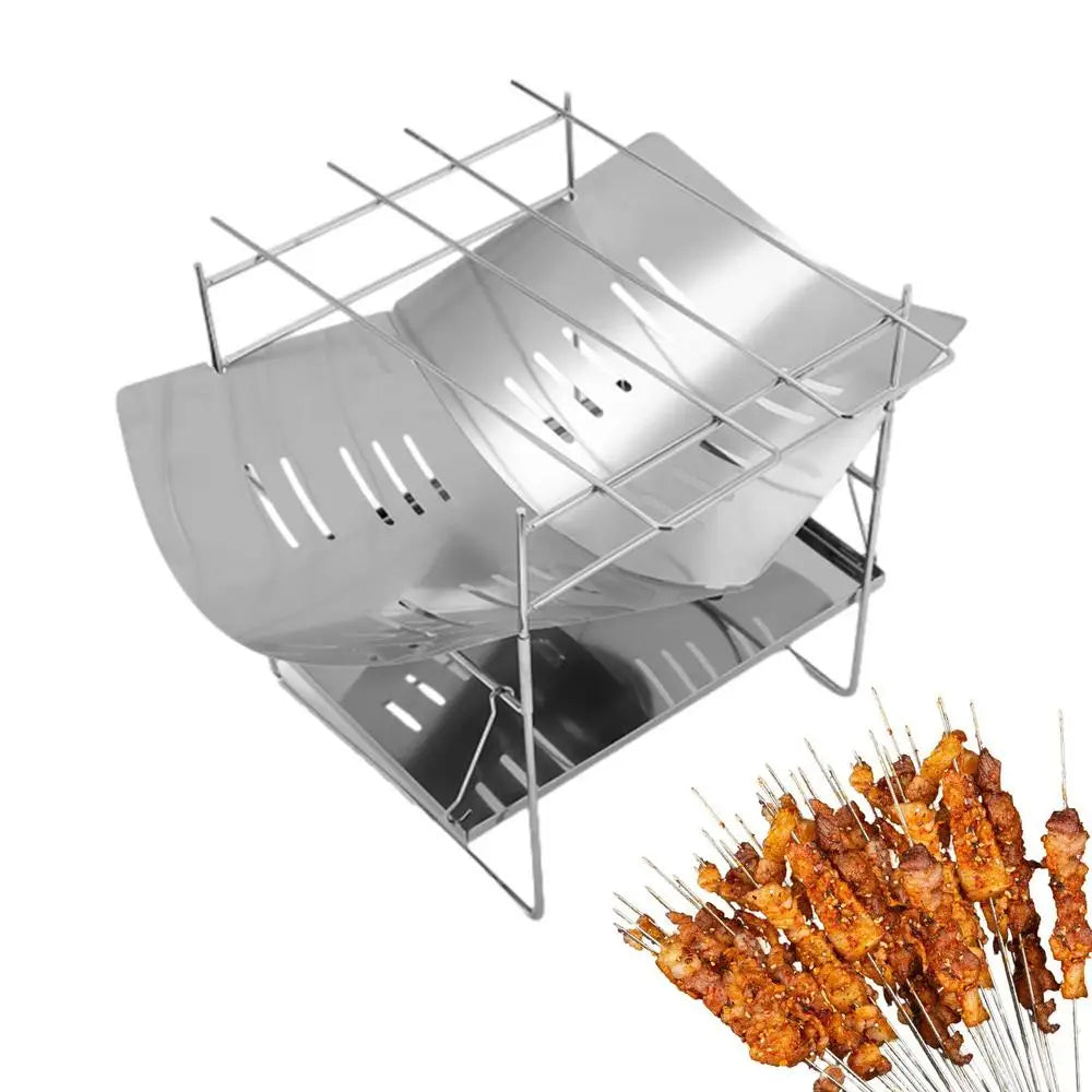 Camping Folding Campfire Grill Stainless Steel Firewood Stove Mini BBQ Rack Outdoor Fire Pit Portable Wood Stove Burner For Camp