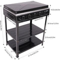 5-Burner Gas Stove 
Outdoor Camping Cooking BBQ Grill With 2-Tier Storage Rack