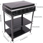 5-Burner Gas Stove 
Outdoor Camping Cooking BBQ Grill With 2-Tier Storage Rack